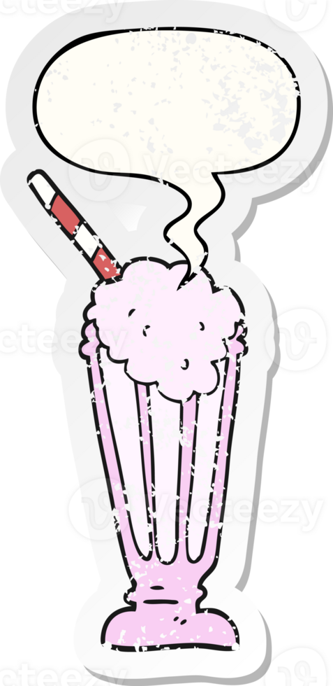 cartoon milkshake with speech bubble distressed distressed old sticker png