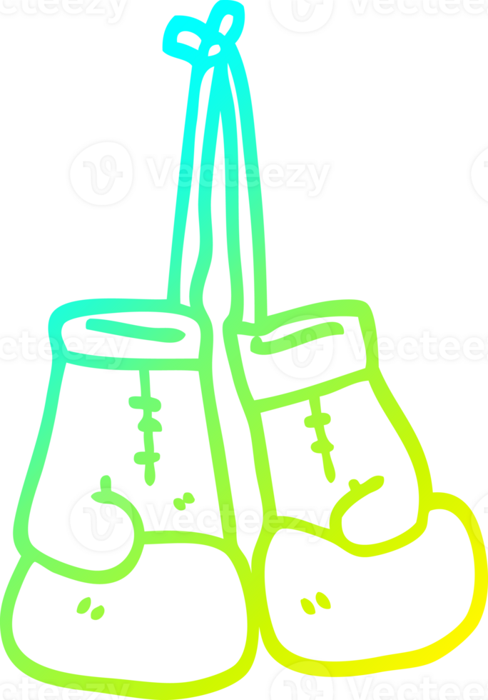 cold gradient line drawing of a cartoon boxing gloves png