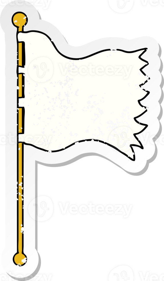 distressed sticker of a cartoon waving flag png