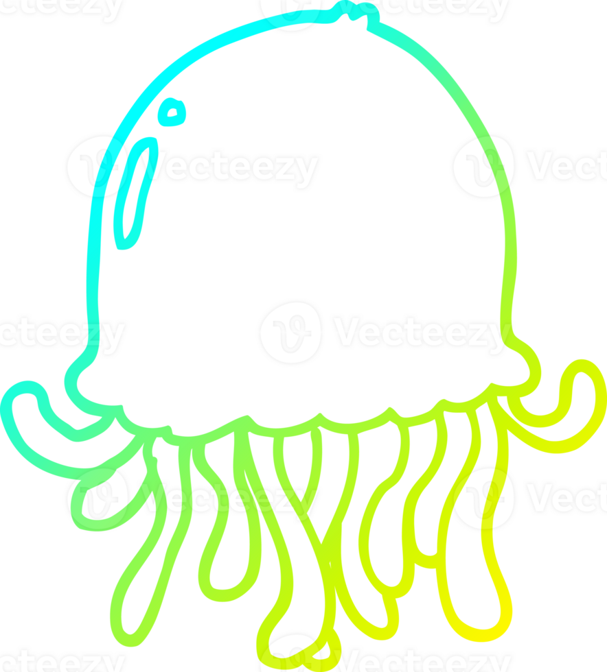 cold gradient line drawing of a cartoon jellyfish png