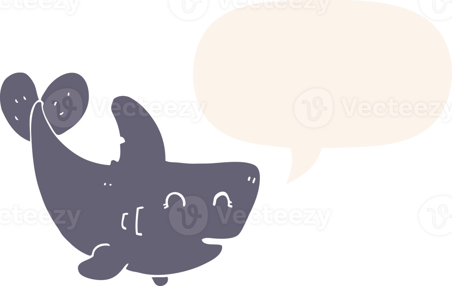 cartoon shark with speech bubble in retro style png