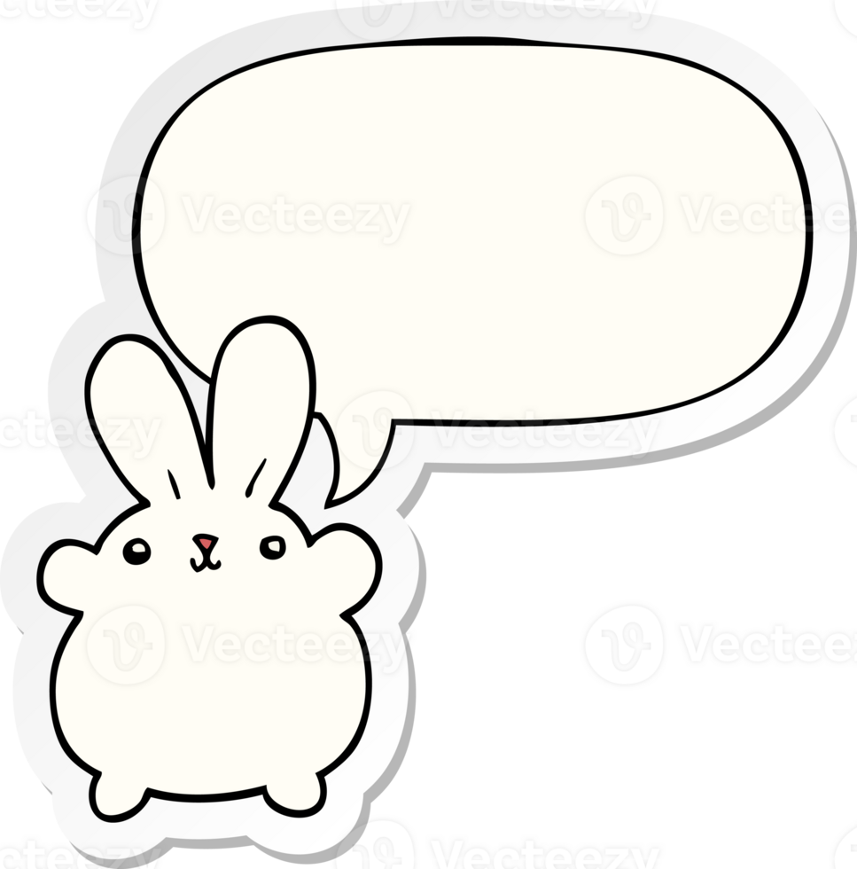 cute cartoon rabbit with speech bubble sticker png