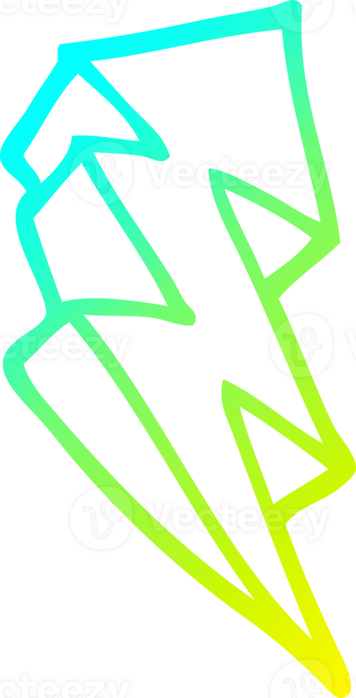 cold gradient line drawing of a cartoon lightning bolt symbol png