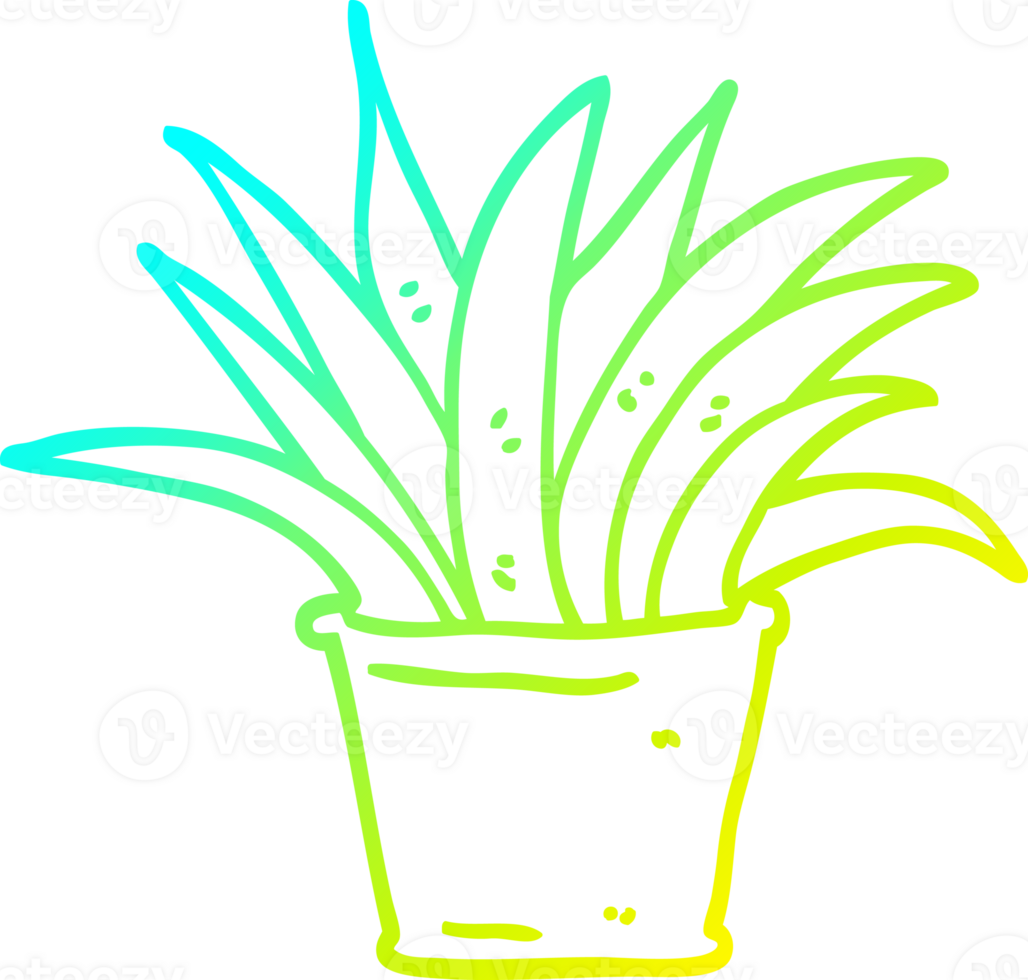 cold gradient line drawing of a cartoon house plant png