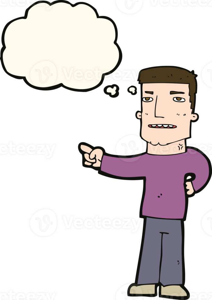 cartoon man pointing with thought bubble png