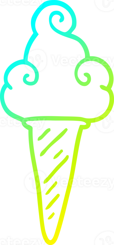 cold gradient line drawing of a cartoon ice cream png