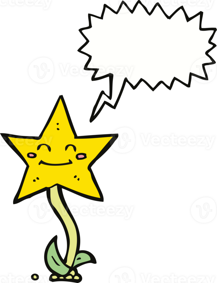 cartoon star flower with speech bubble png