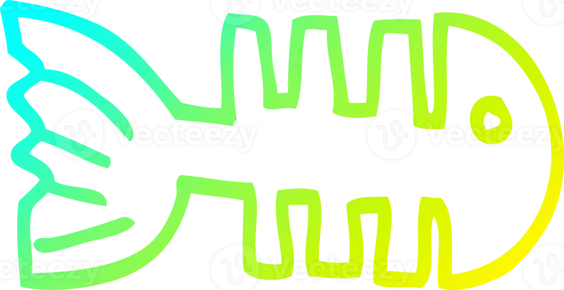 cold gradient line drawing of a cartoon fish bones png