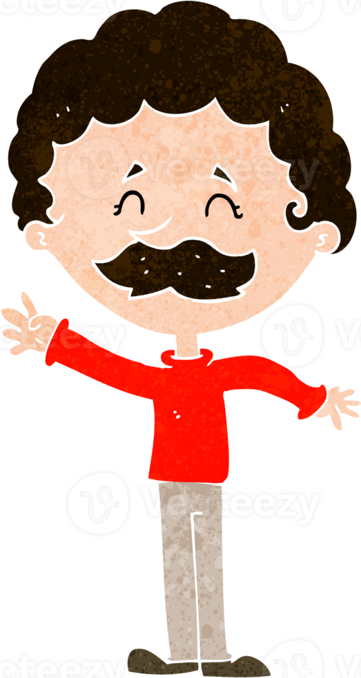 Cartoon-Mann mit Schnurrbart winkt png