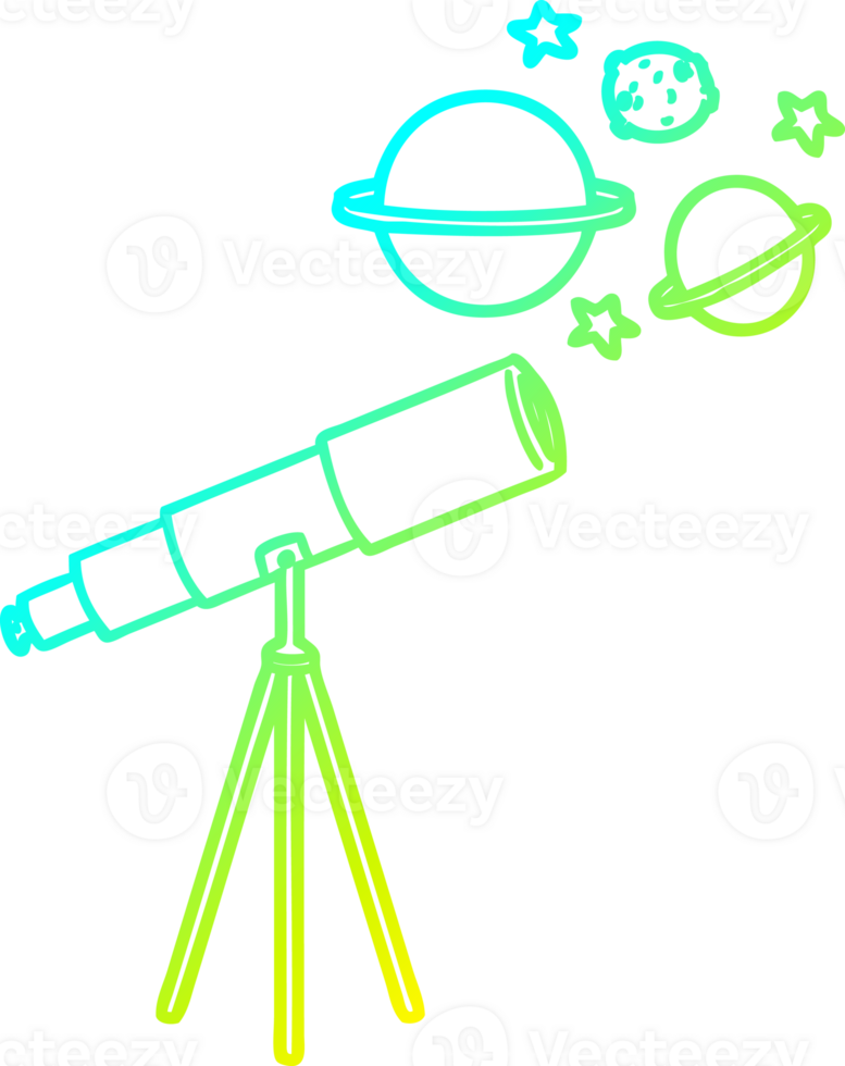 cold gradient line drawing of a cartoon telescope png