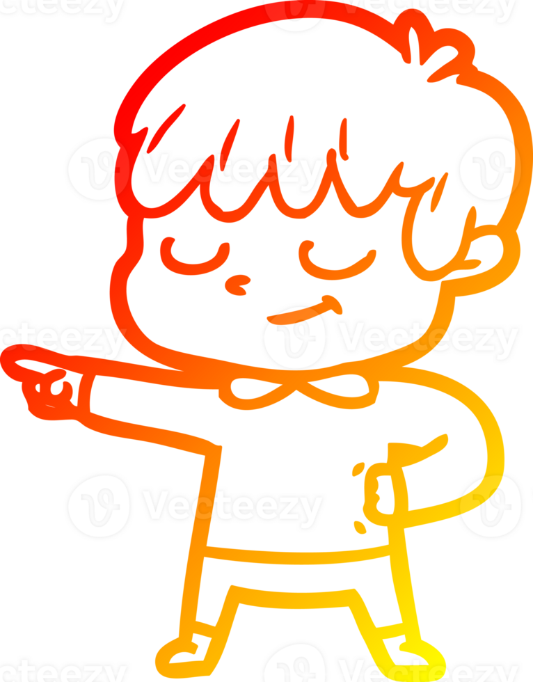 warm gradient line drawing of a cartoon happy boy png