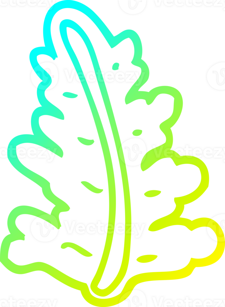 cold gradient line drawing of a cartoon leaf png