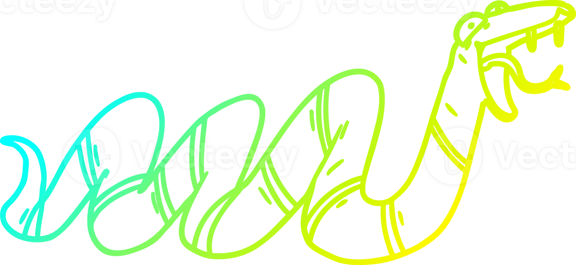 cold gradient line drawing of a cartoon crawling snake png