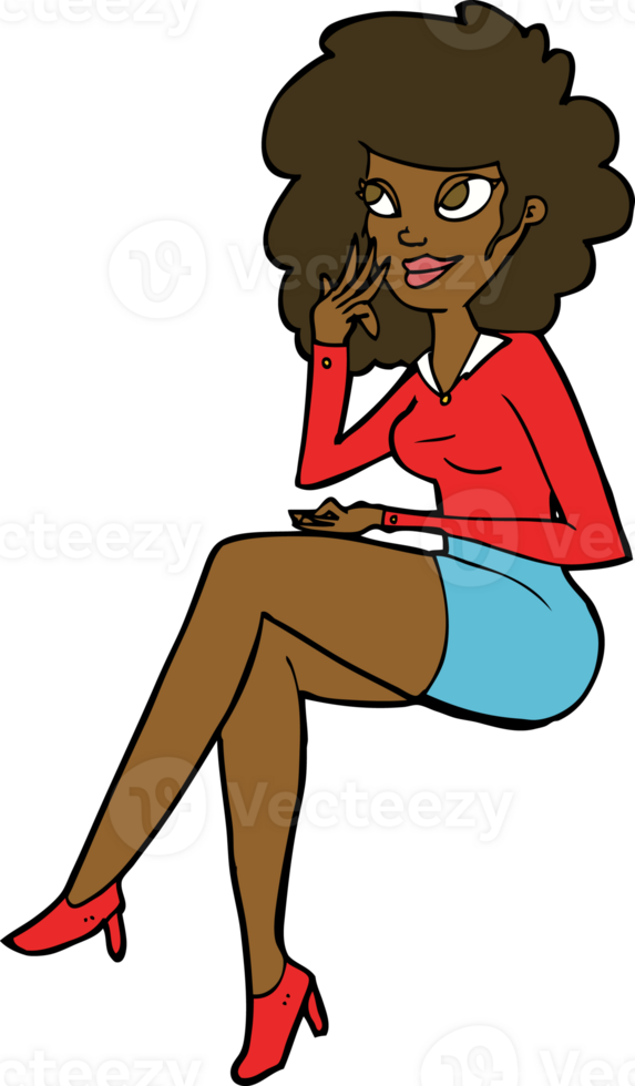 cartoon office woman sitting png