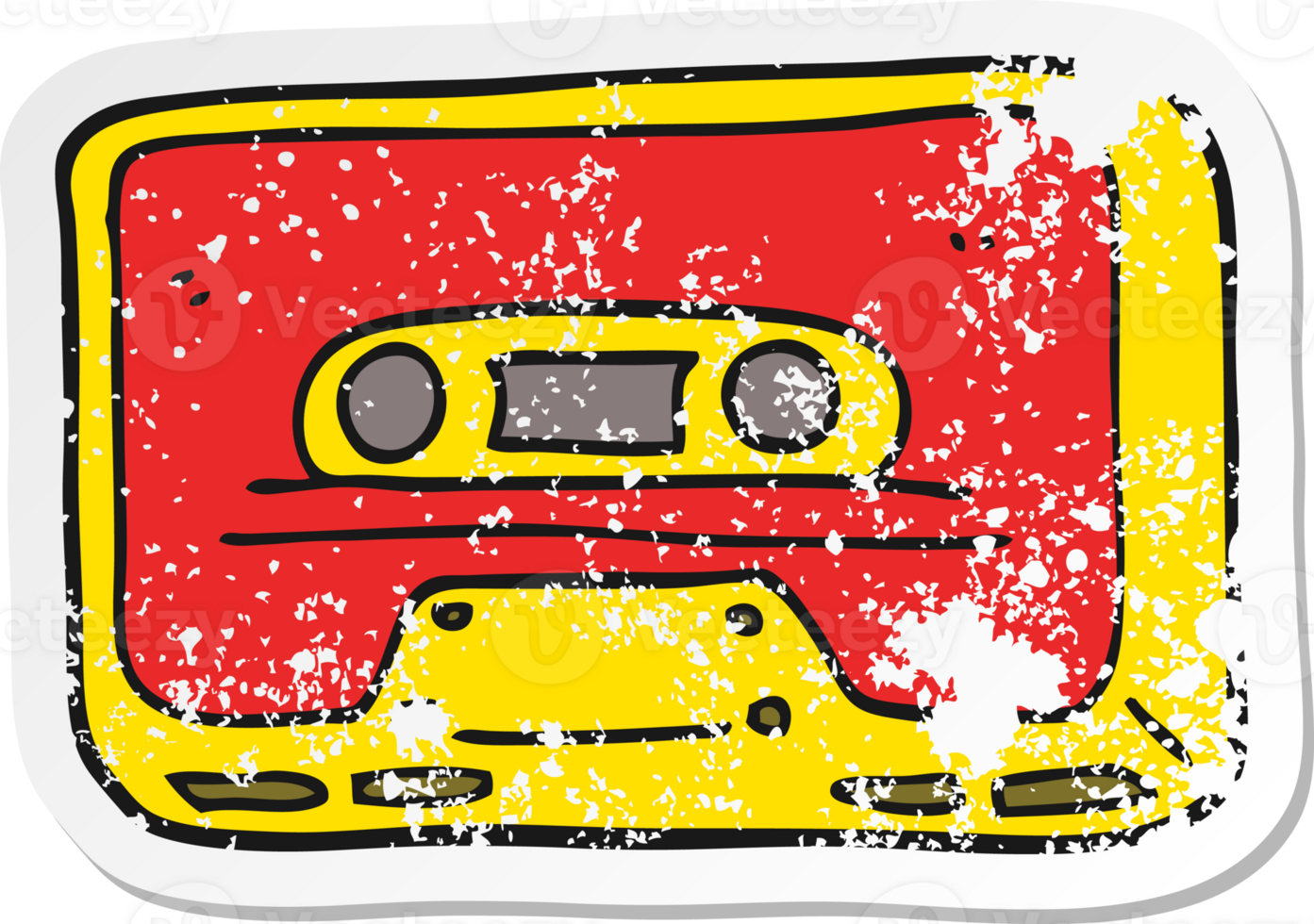 distressed sticker of a cartoon old tape cassette png