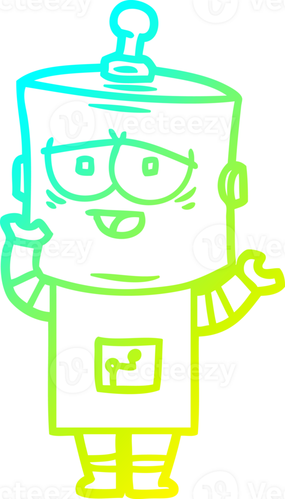 cold gradient line drawing of a cartoon robot png