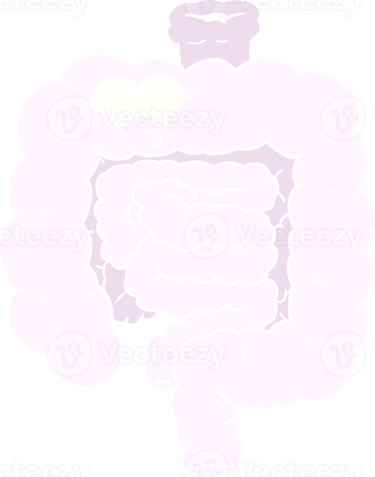 flat color style cartoon surprised intestines png