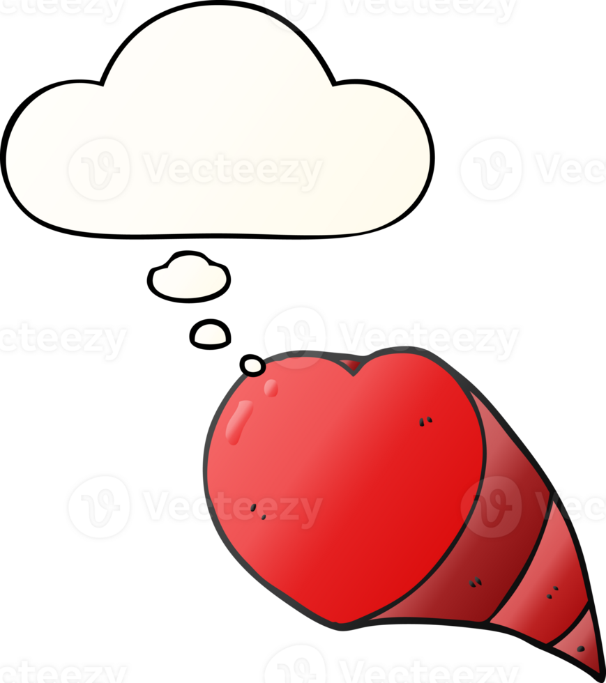 cartoon love heart symbol and thought bubble in smooth gradient style png