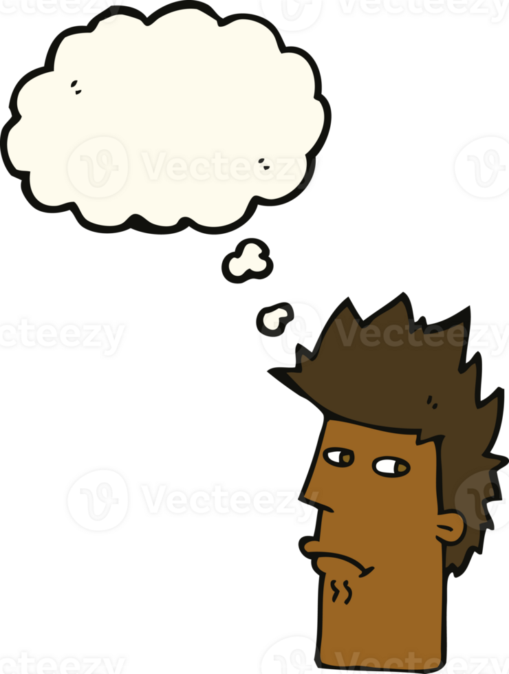 cartoon nervous expression with thought bubble png