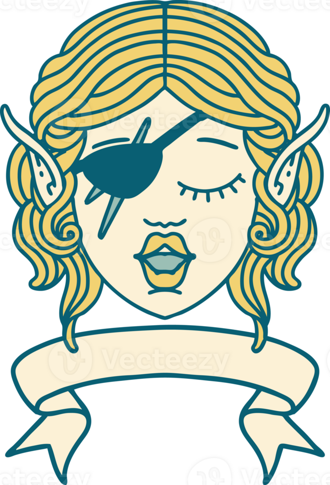 elf rogue character face with banner illustration png