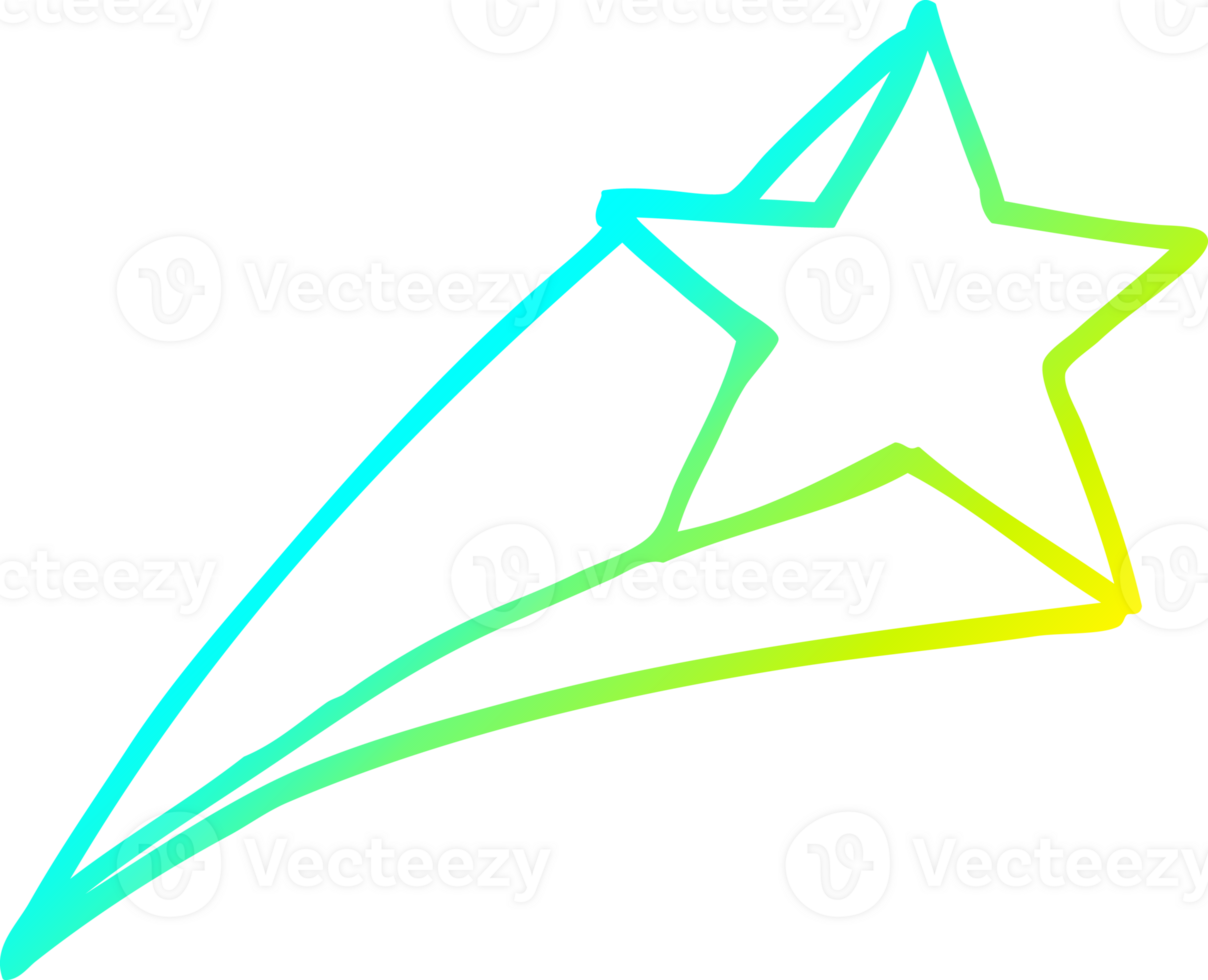 cold gradient line drawing cartoon shooting star png
