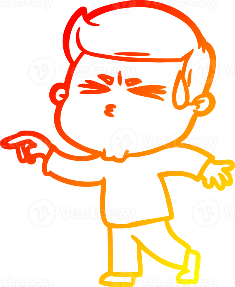 warm gradient line drawing cartoon man sweating png