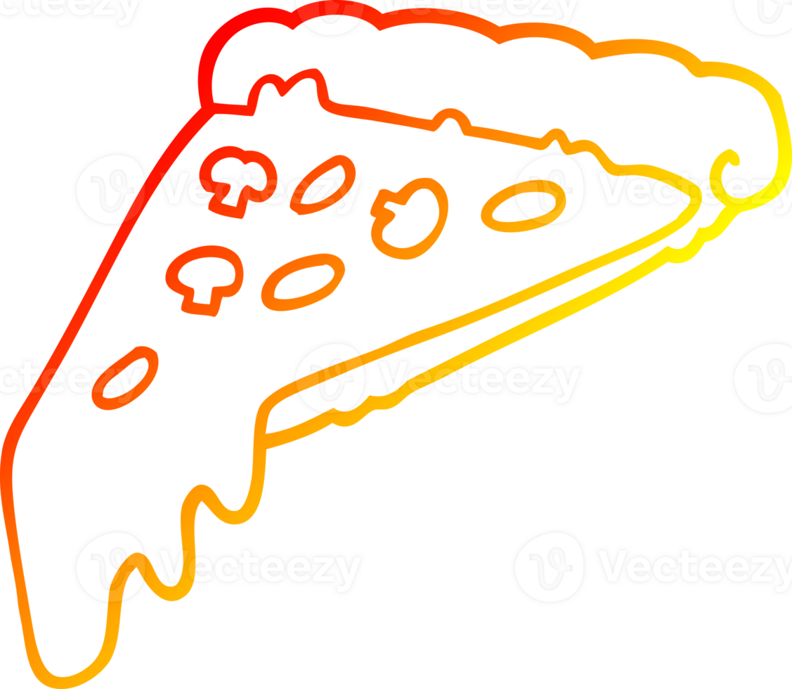 warm gradient line drawing cartoon pizza slice png