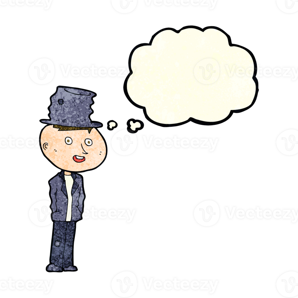 cartoon funny hobo man with thought bubble png