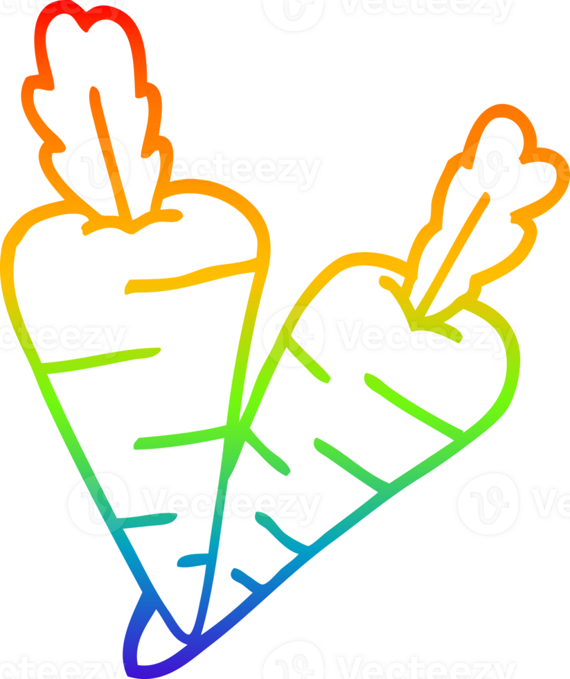 rainbow gradient line drawing cartoon organic carrots png