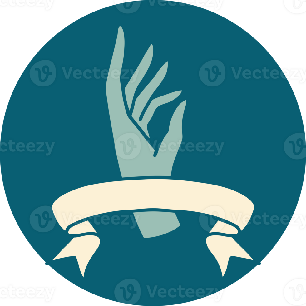icon with banner of a hand png