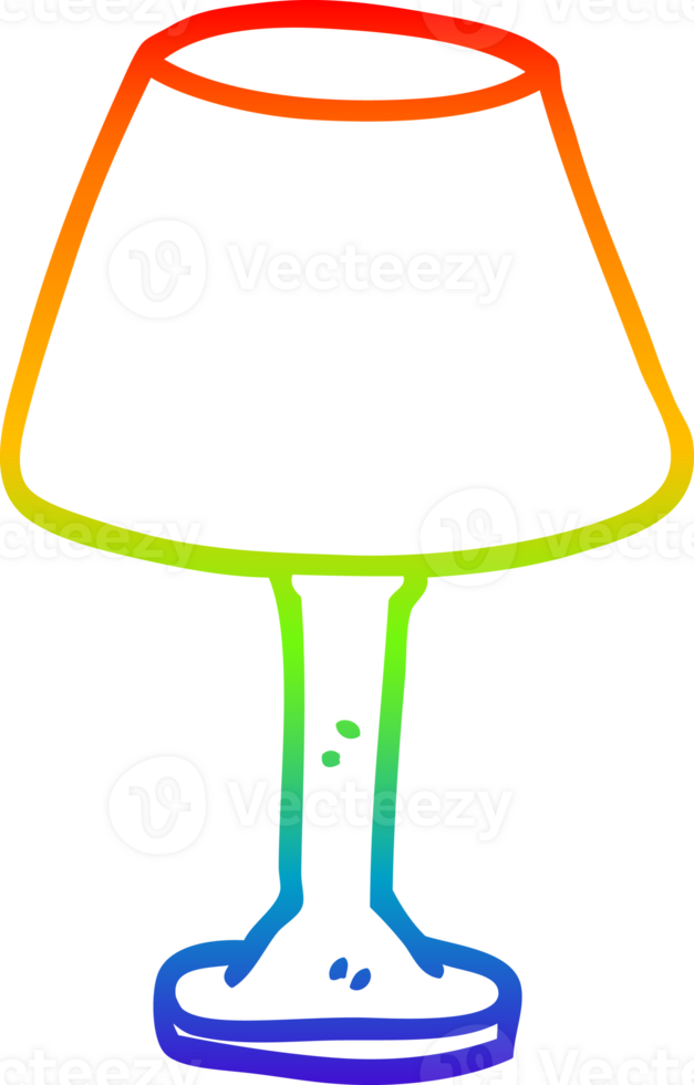 rainbow gradient line drawing cartoon desk lamp png