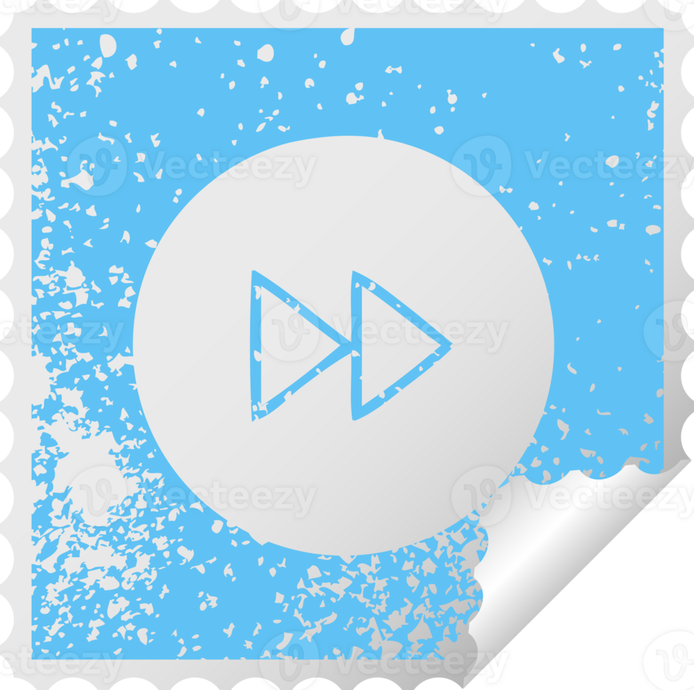 distressed square peeling sticker symbol fast forward button png