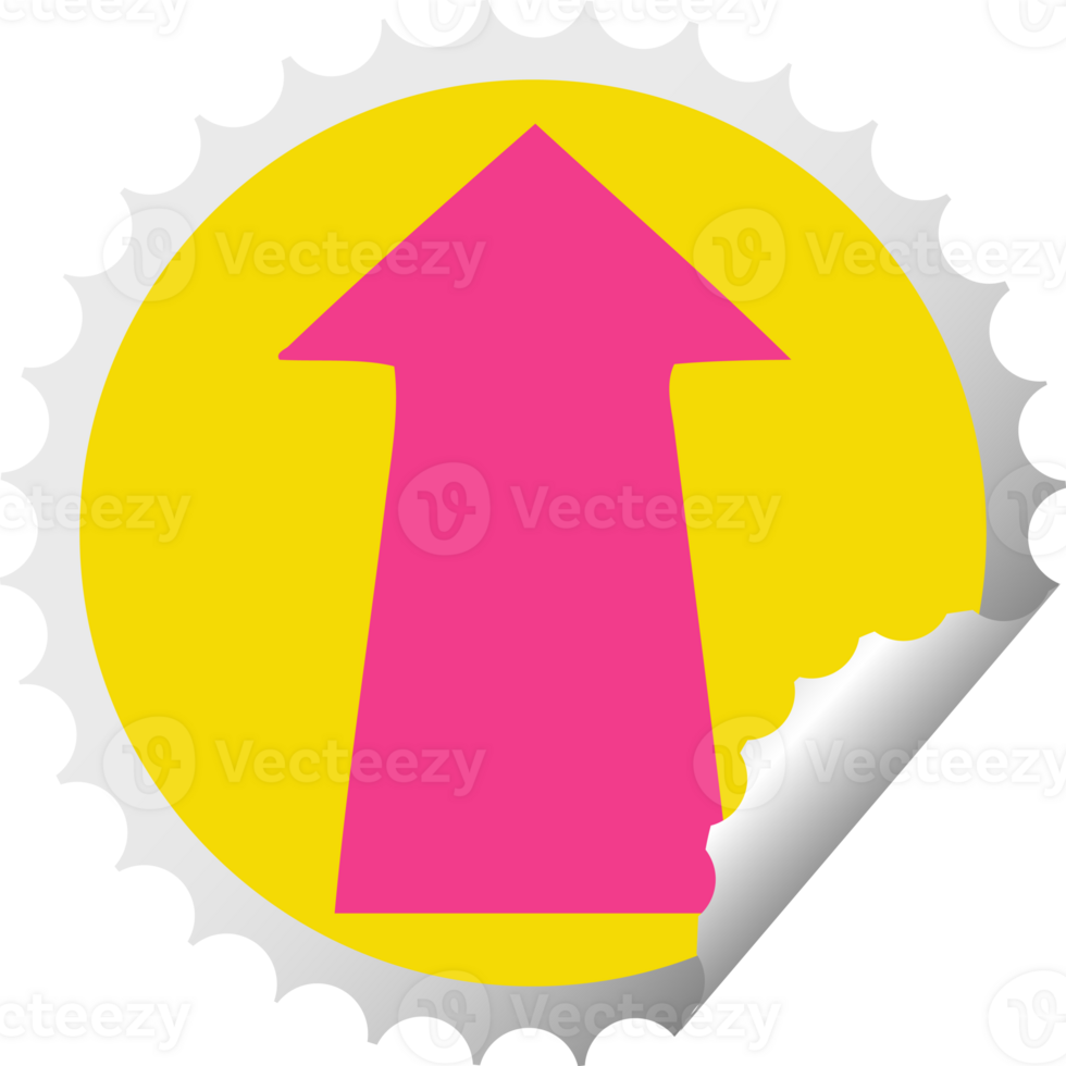 quirky circular peeling sticker cartoon arrow png
