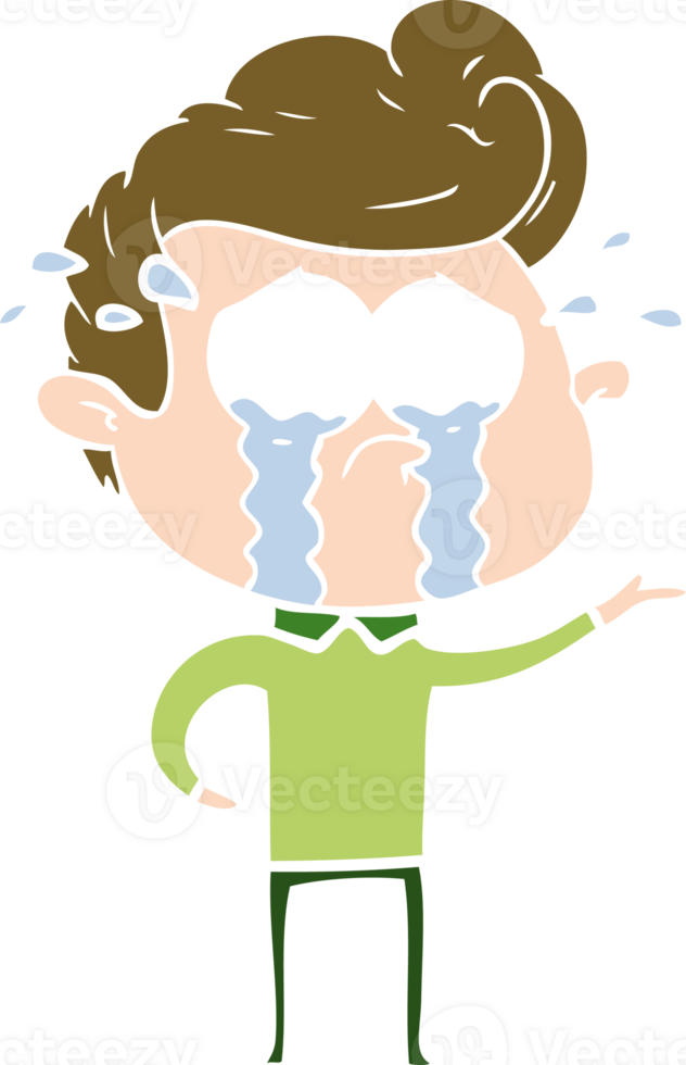 flat color style cartoon crying man png