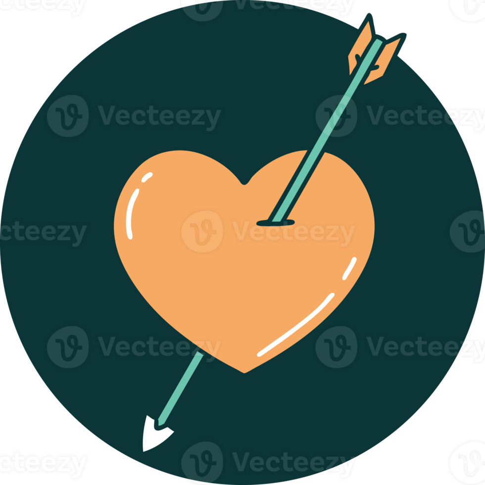 tattoo style icon of an arrow and heart png