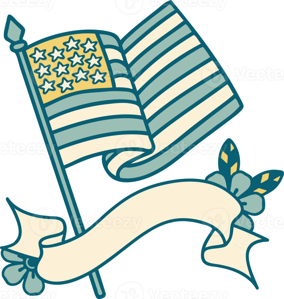 tattoo with banner of the american flag png
