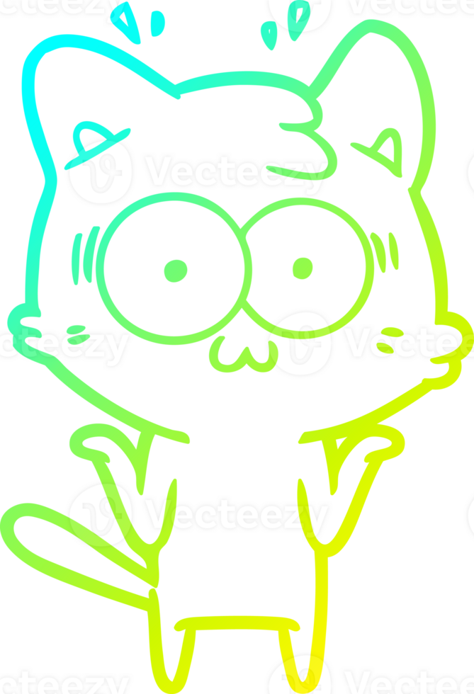 cold gradient line drawing cartoon surprised cat png