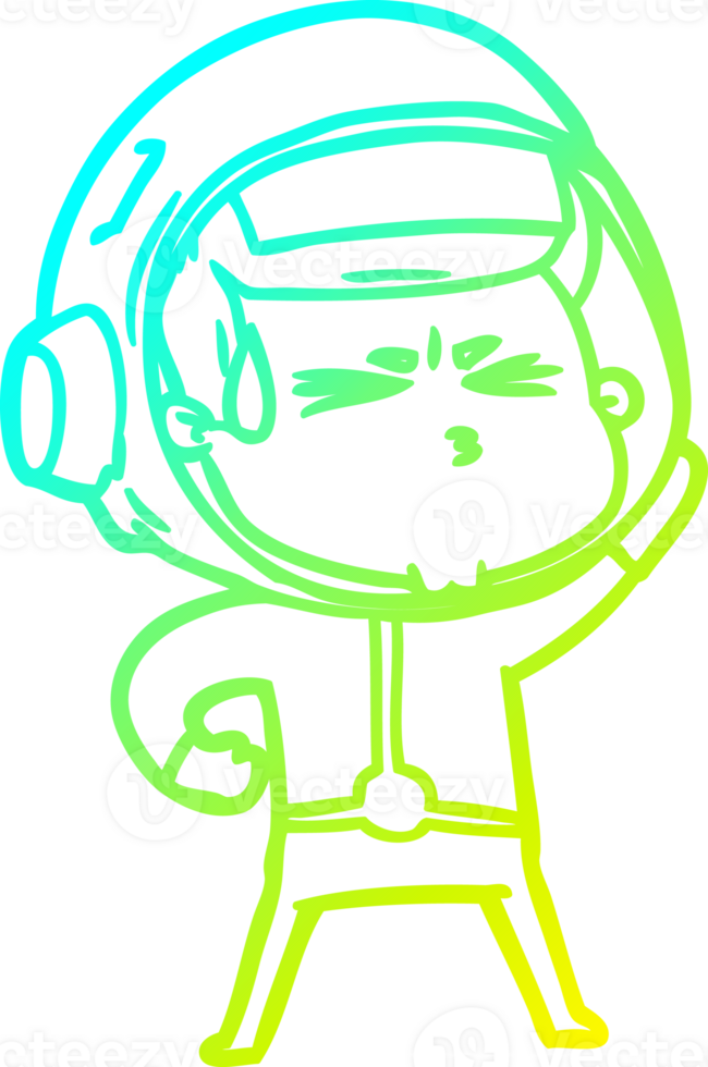 cold gradient line drawing cartoon stressed astronaut png