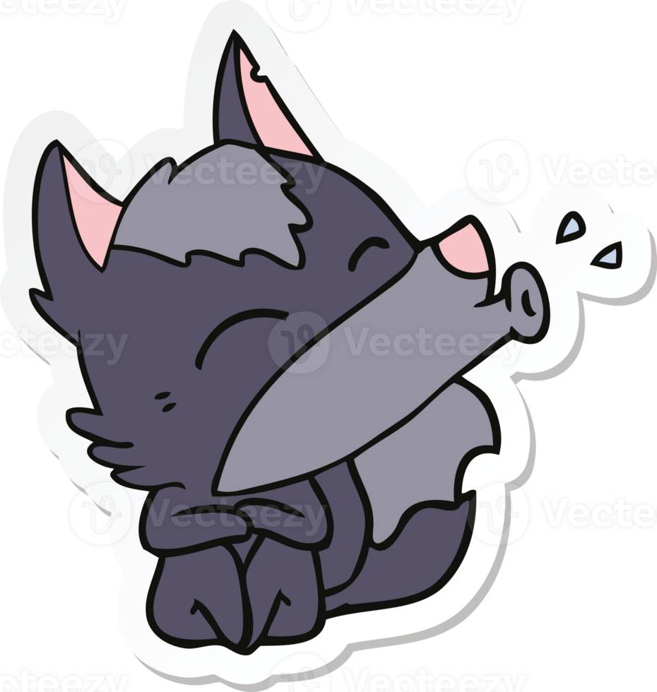 sticker of a howling wolf cartoon png