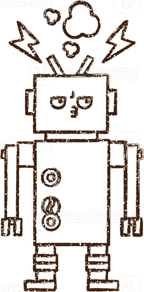 Robot Charcoal Drawing png