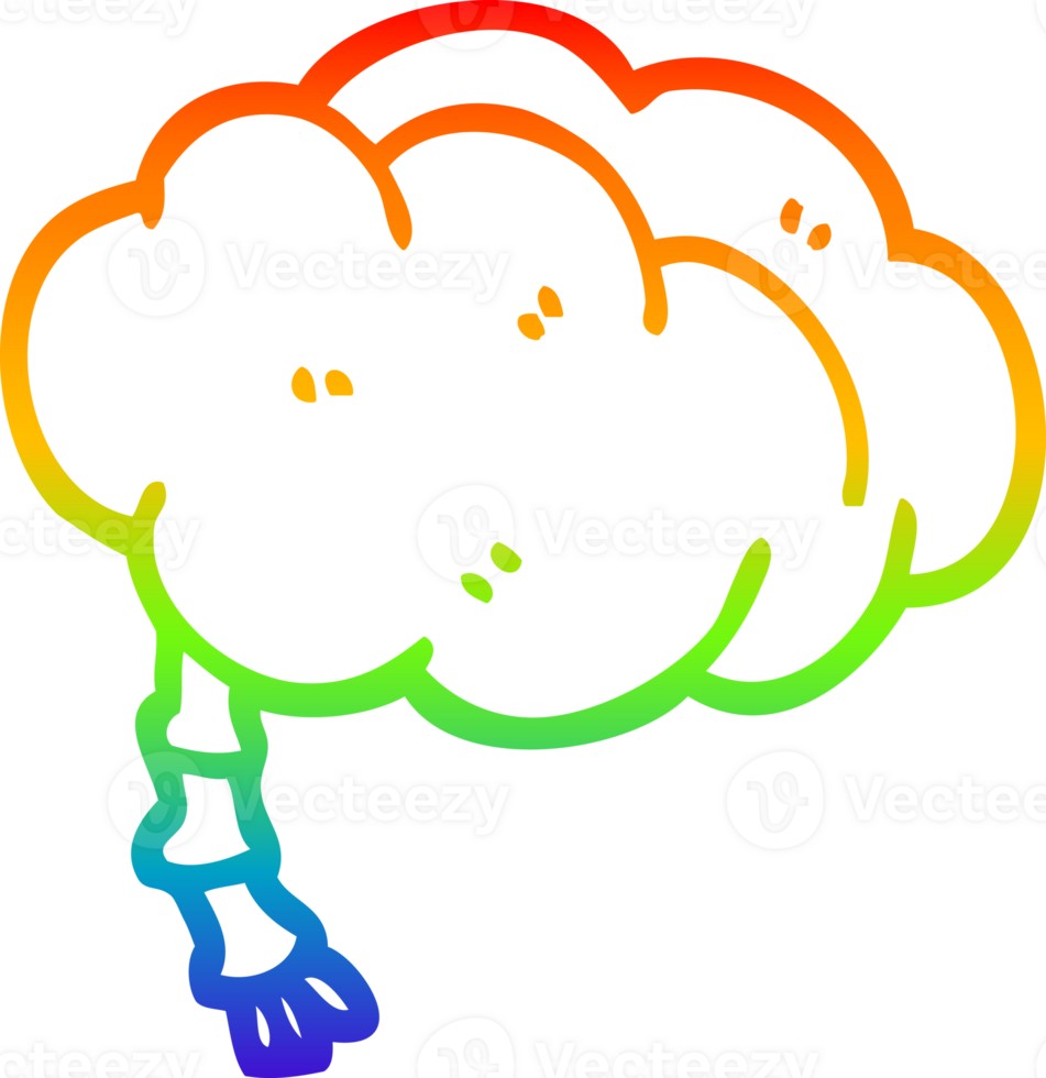 rainbow gradient line drawing cartoon brain png