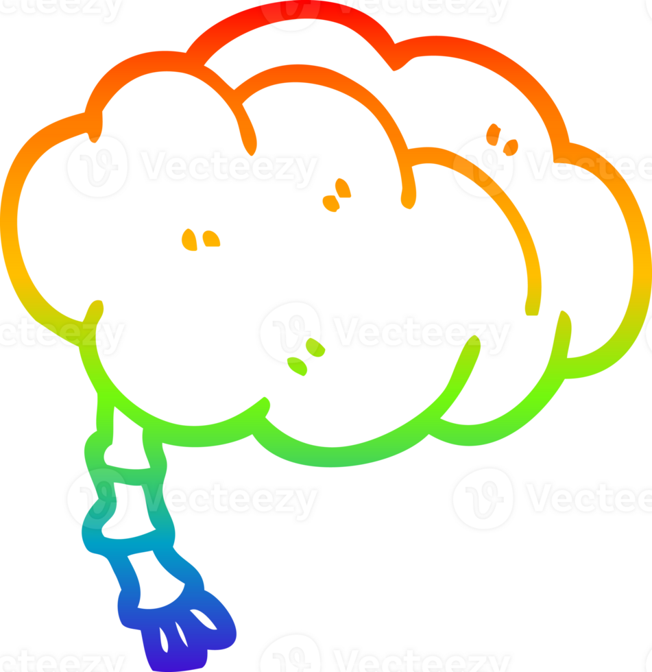desenho de linha de gradiente de arco-íris cérebro de desenho animado png