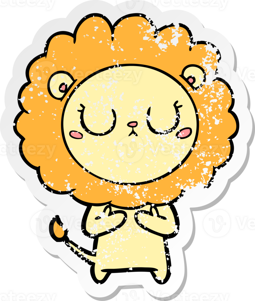 distressed sticker of a cartoon lion png