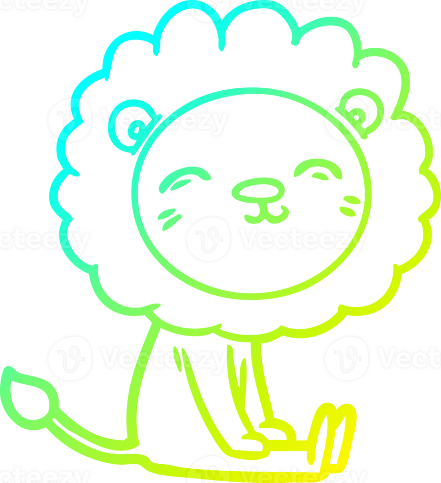 cold gradient line drawing cartoon lion png