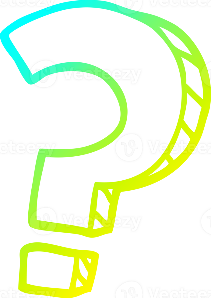 cold gradient line drawing cartoon question mark png