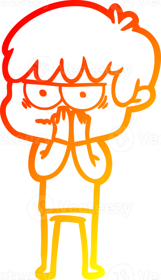 warm gradient line drawing annoyed cartoon boy png