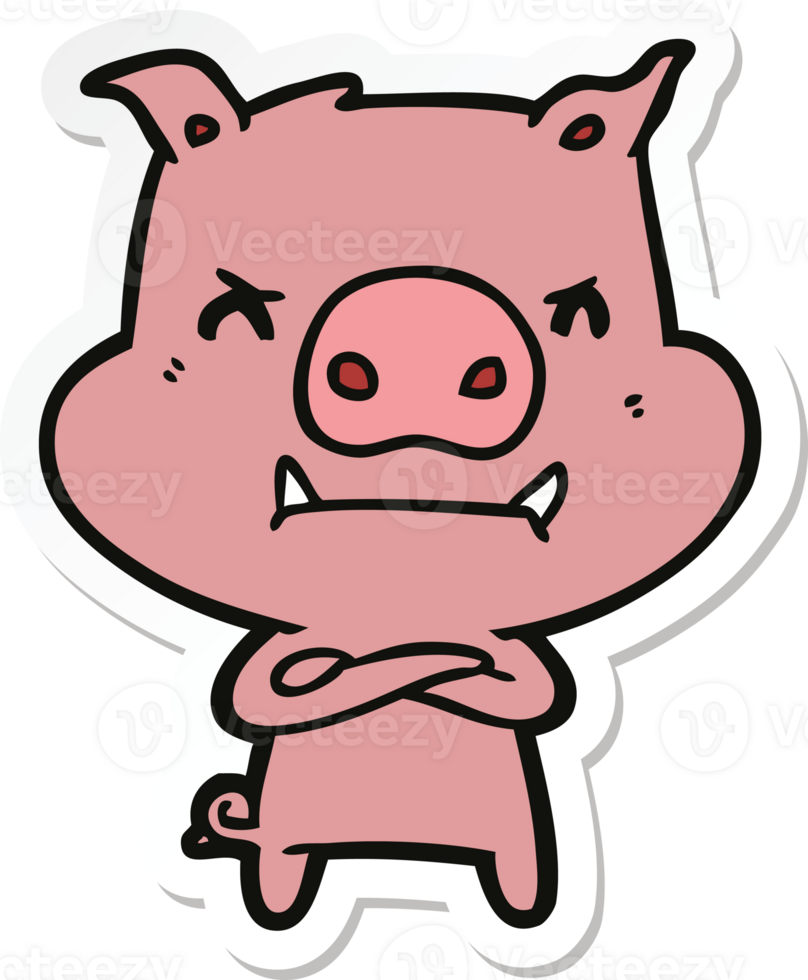 sticker of a angry cartoon pig png