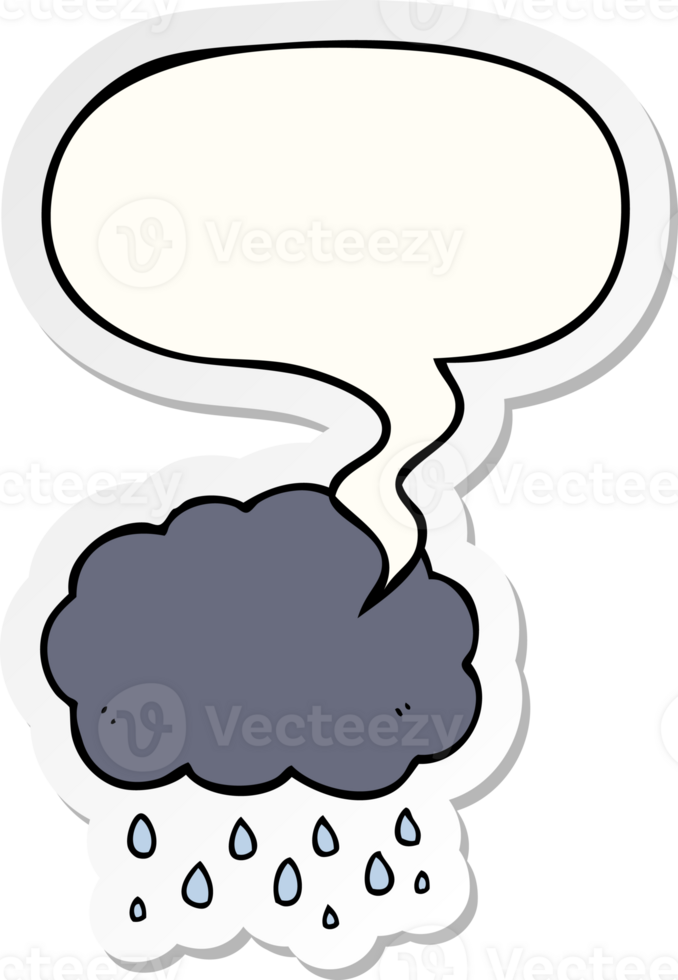 cartoon cloud raining and speech bubble sticker png