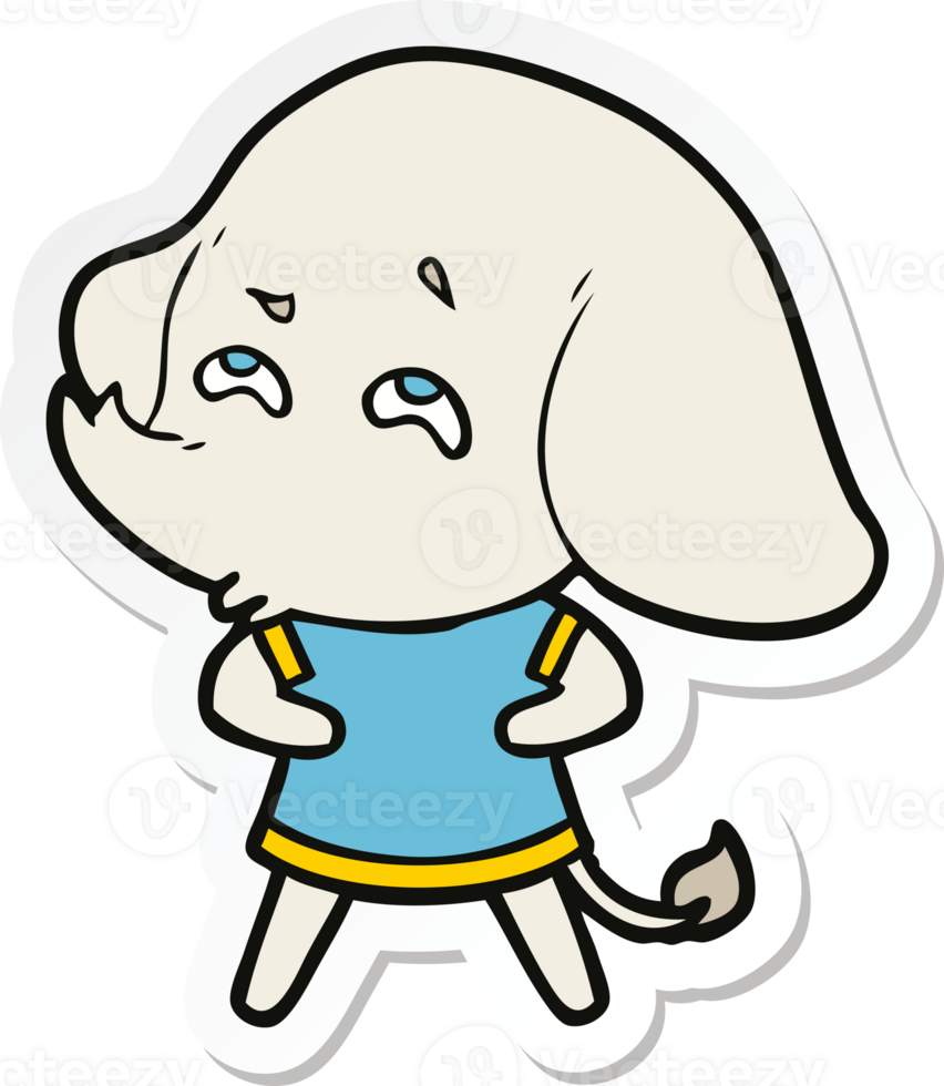 sticker of a cartoon elephant remembering png