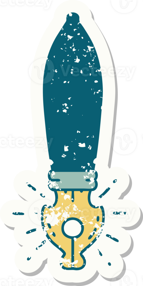grunge sticker of tattoo style fountain pen png